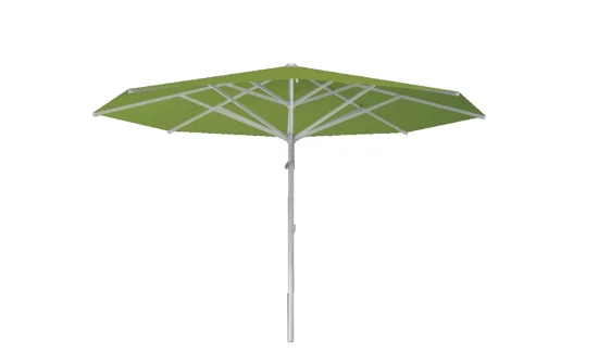 Grüner Sonnenschirm mit weißem Gestell